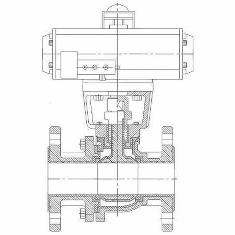 Pneumatic Fluorine Lining O-Type Ball Valve Parameter Diagram