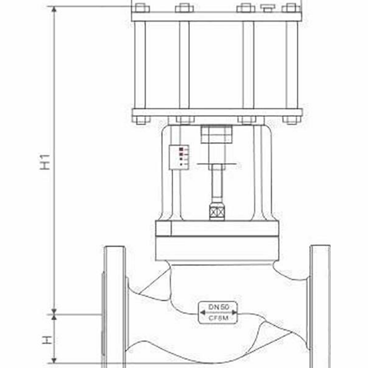 Pneumatic Piston Cut-off Valve Straight Through Structure