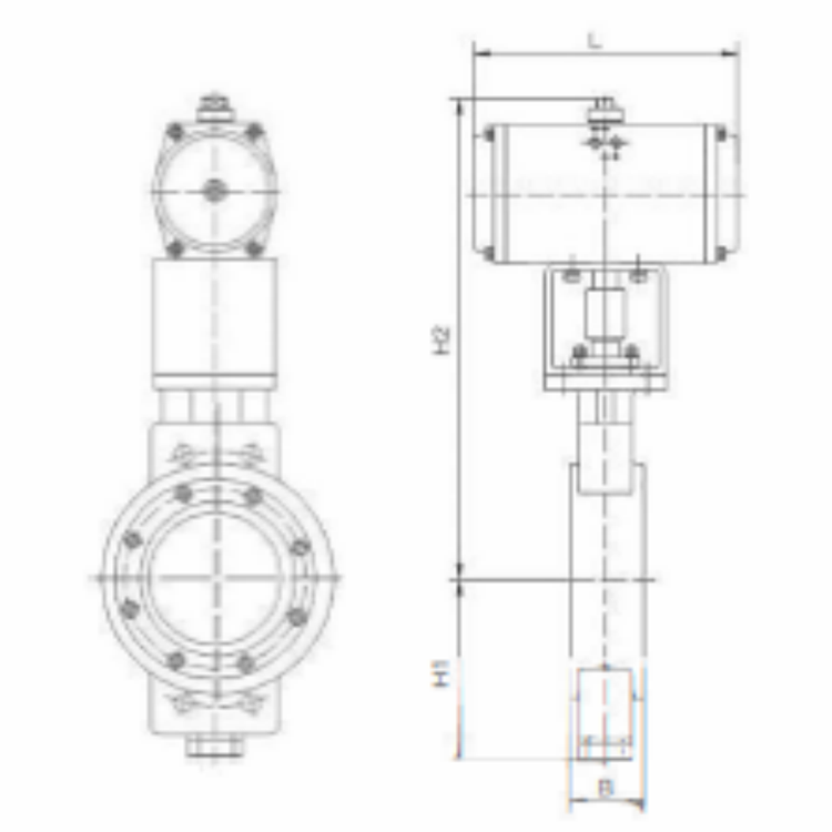 Pneumatic Tri-Eccentric Hard Seal Butterfly Valve Parameter Diagram