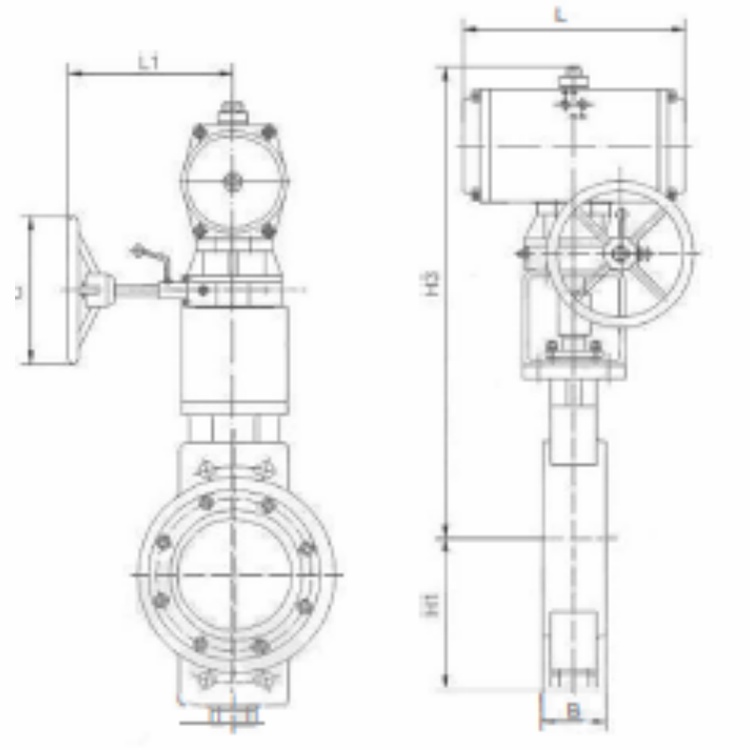 Pneumatic Tri-Eccentric Hard Seal Butterfly Valve Parameter Diagram 2